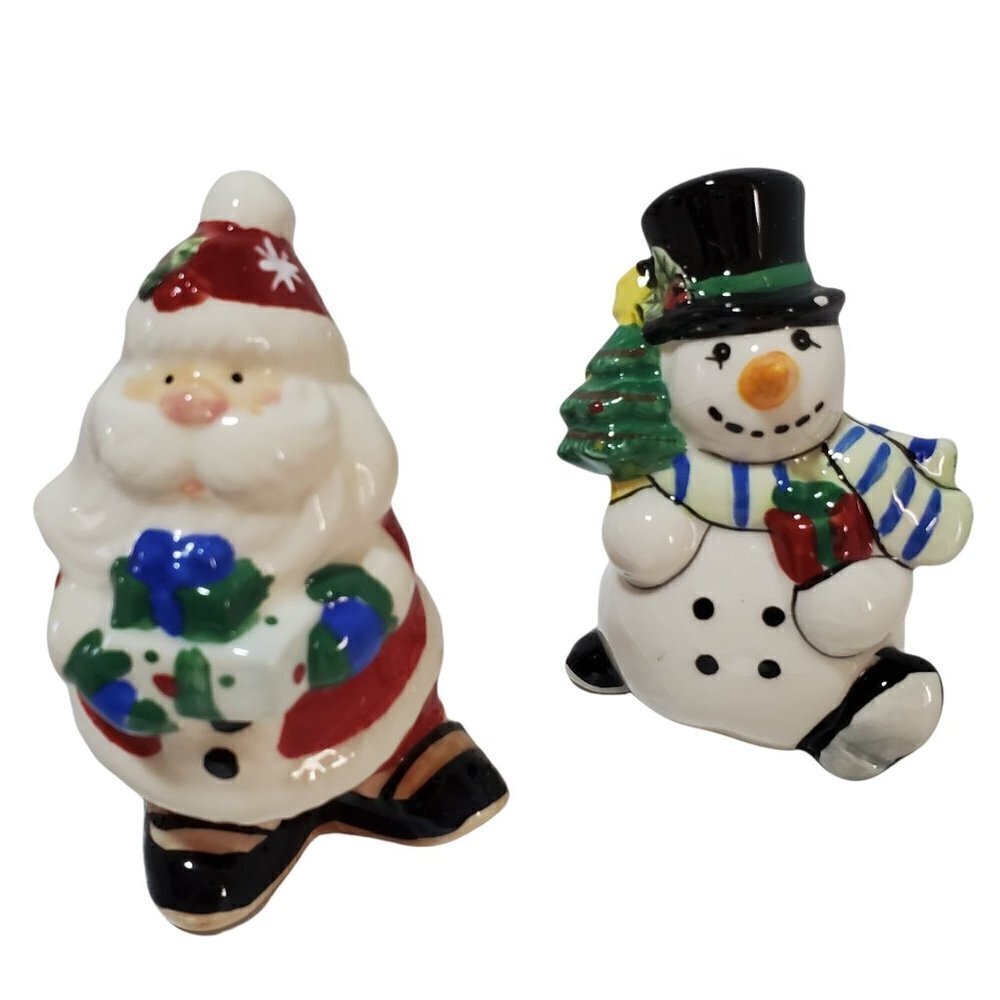 Fitz & Floyd Merry & Bright Salt & Pepper Shakers Ceramic Christmas 2011 NOS - Picture 4 of 9